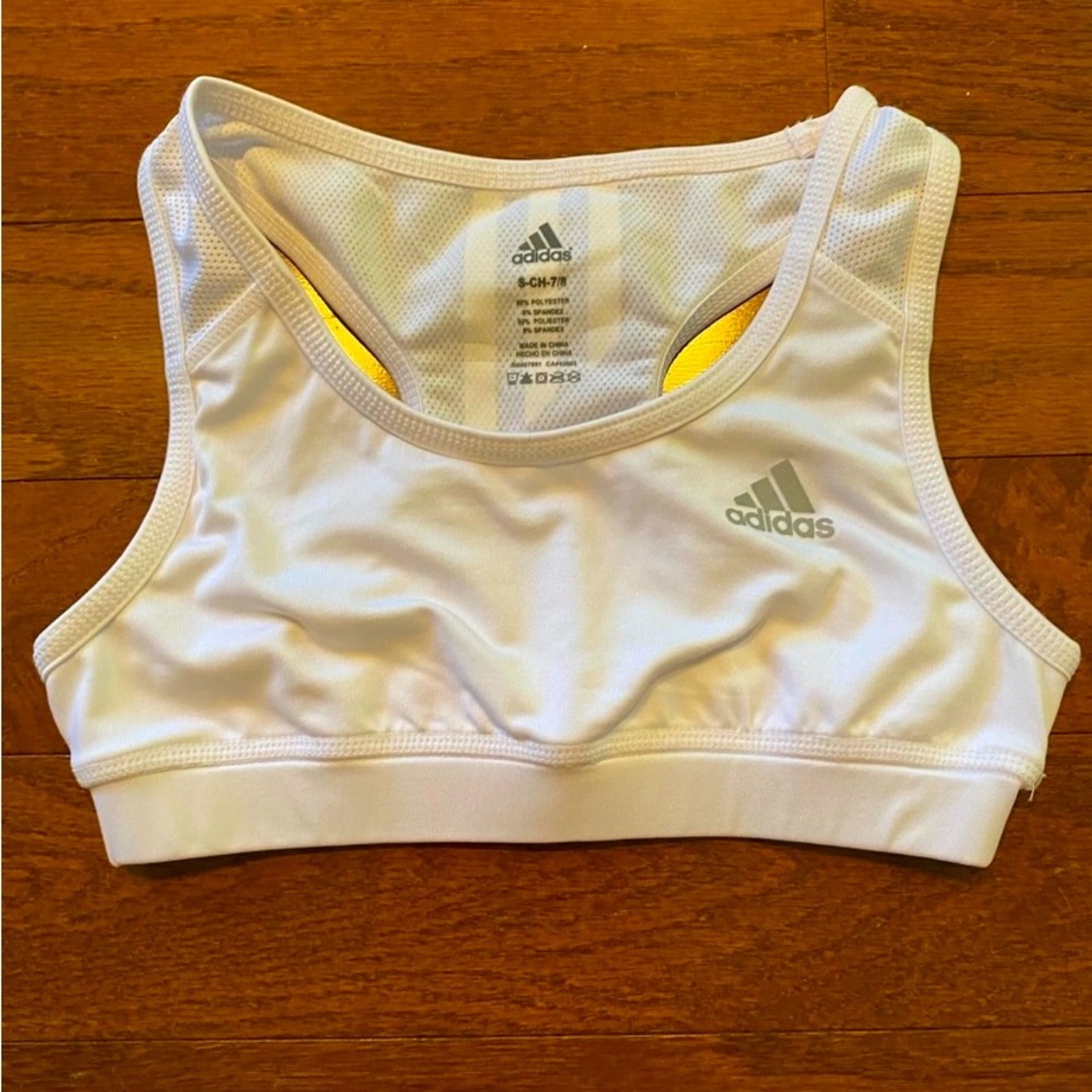 Girls White Adidas Sports Bra Size 7/8